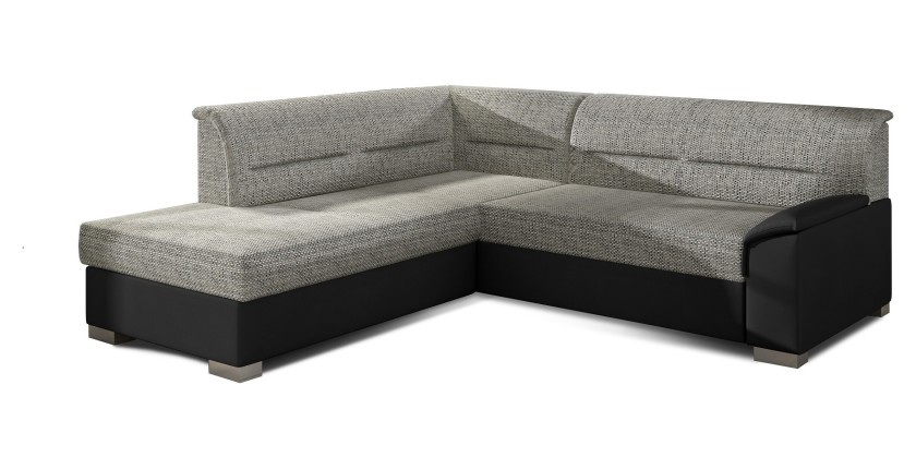 Canapé d’angle convertible TROMSO gris foncé – Angle gauche avec coffre 