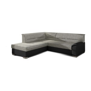 Canapé d’angle convertible TROMSO gris foncé – Angle gauche avec coffre 