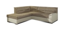 Canapé d’angle convertible TROMSO beige et crème – Angle gauche avec coffre 
