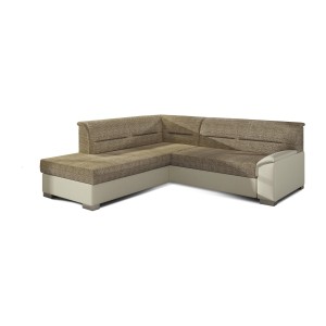 Canapé d’angle convertible TROMSO beige et crème – Angle gauche avec coffre 
