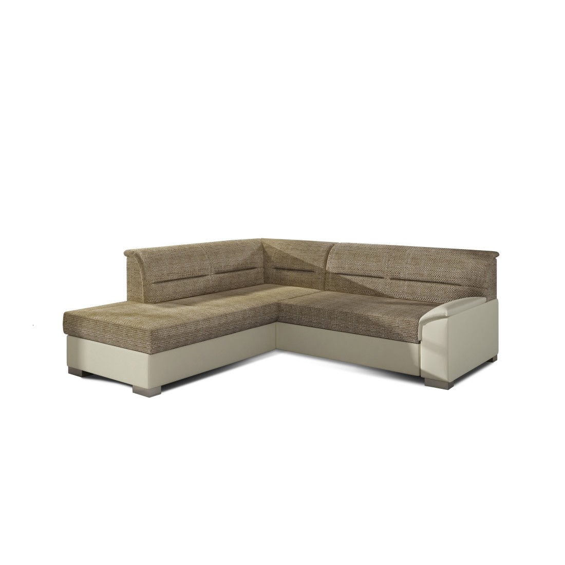 Canapé d’angle convertible TROMSO beige et crème – Angle gauche avec coffre 