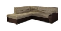 Canapé d’angle convertible TROMSO beige et chocolat – Angle gauche avec coffre 