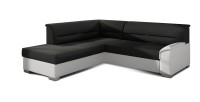 Canapé d’angle convertible TROMSO noir et blanc – Angle gauche avec coffre 