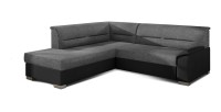 Canapé d’angle convertible TROMSO gris et noir – Angle gauche avec coffre 