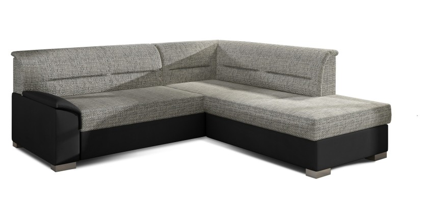 Canapé d’angle convertible TROMSO gris et noir – Angle droit avec coffre 