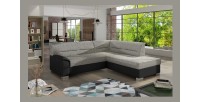 Canapé d’angle convertible TROMSO gris et noir – Angle droit avec coffre 