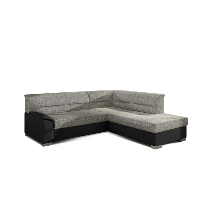 Canapé d’angle convertible TROMSO gris foncé et blanc – Angle droit avec coffre 