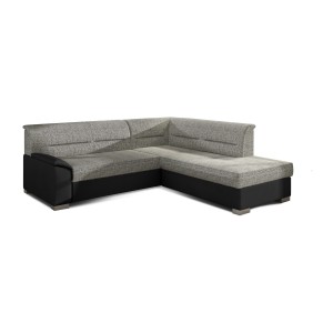 Canapé d’angle convertible TROMSO gris foncé et blanc – Angle droit avec coffre 