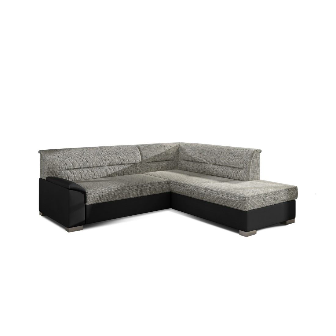 Canapé d’angle convertible TROMSO gris foncé et blanc – Angle droit avec coffre 