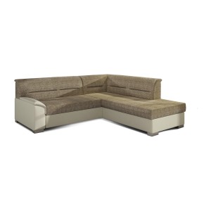 Canapé d’angle convertible TROMSO beige et crème – Angle droit avec coffre 