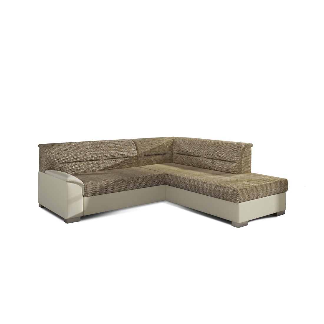 Canapé d’angle convertible TROMSO beige et crème – Angle droit avec coffre 