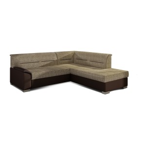 Canapé d’angle convertible TROMSO beige et chocolat – Angle droit avec coffre 