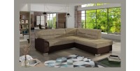 Canapé d’angle convertible TROMSO beige et chocolat – Angle droit avec coffre 