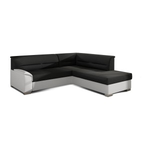 Canapé d’angle convertible TROMSO noir et blanc – Angle droit avec coffre 