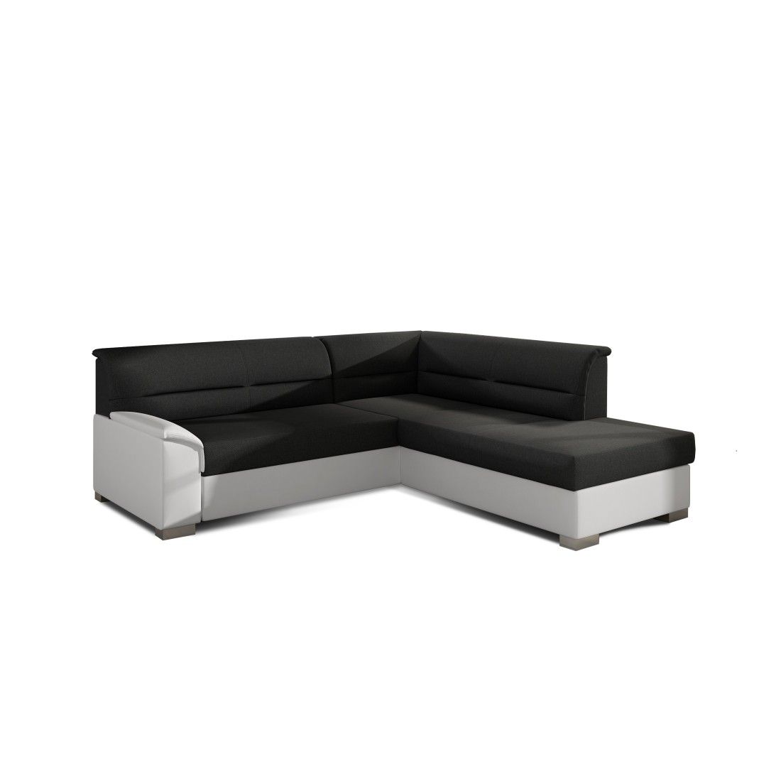 Canapé d’angle convertible TROMSO noir et blanc – Angle droit avec coffre 