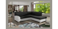 Canapé d’angle convertible TROMSO noir et blanc – Angle droit avec coffre 