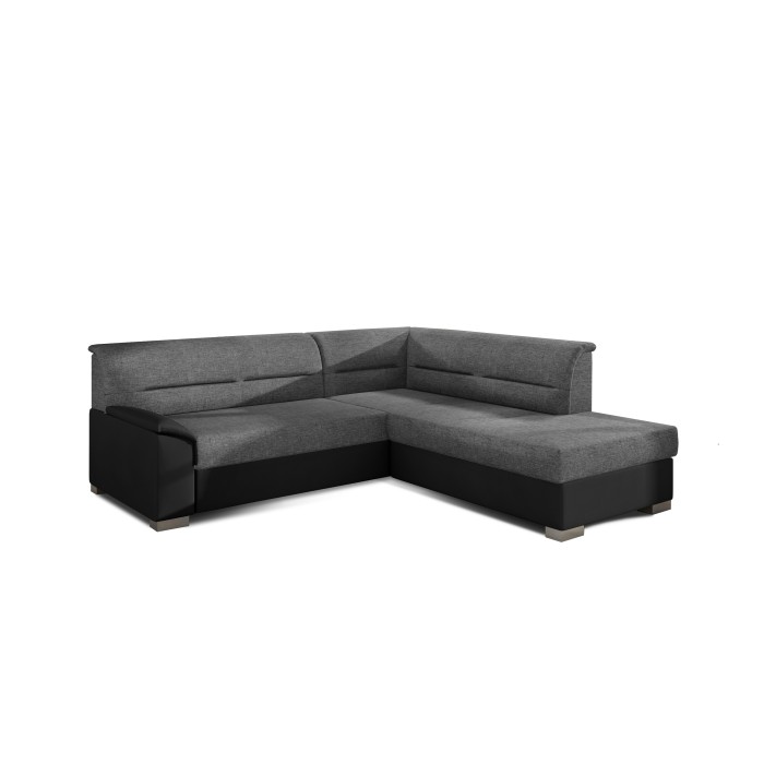 Canapé d’angle convertible TROMSO gris et noir – Angle droit avec coffre 