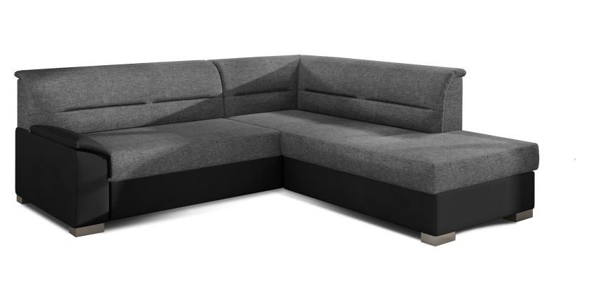 Canapé d’angle convertible TROMSO gris et noir – Angle droit avec coffre 