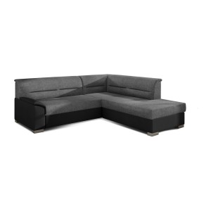 Canapé d’angle convertible TROMSO gris et noir – Angle droit avec coffre 