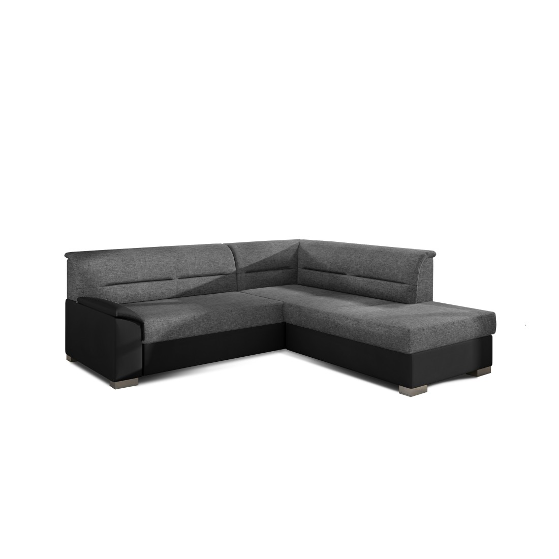 Canapé d’angle convertible TROMSO gris et noir – Angle droit avec coffre 
