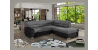 Canapé d’angle convertible TROMSO gris et noir – Angle droit avec coffre 