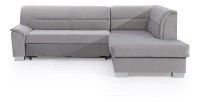 Canapé d’angle convertible TROMSO gris effet velours – Angle droit avec coffre 