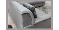 Canapé d’angle convertible TROMSO gris effet velours – Angle droit avec coffre 