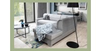 Canapé d’angle convertible TROMSO gris effet velours – Angle droit avec coffre 