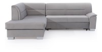 Canapé d’angle convertible TROMSO gris effet velours – Angle gauche avec coffre 