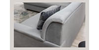Canapé d’angle convertible TROMSO gris effet velours – Angle gauche avec coffre 