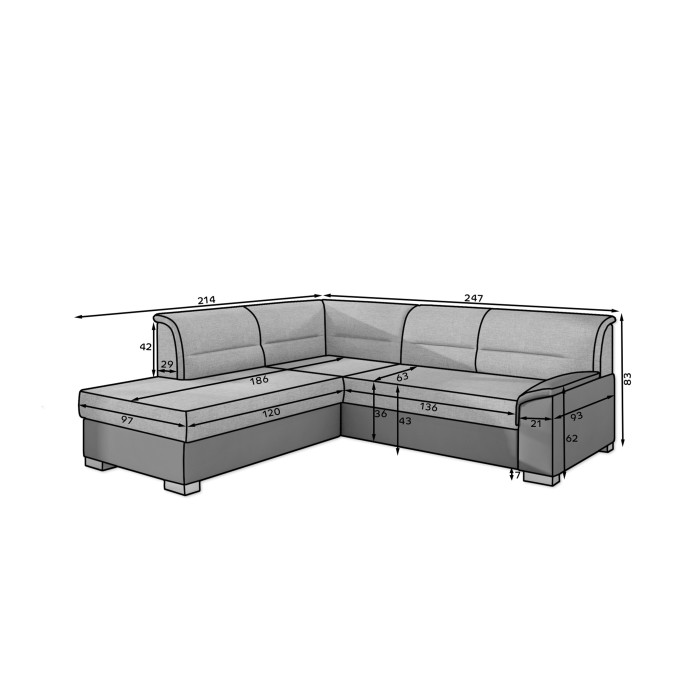 Canapé d’angle convertible TROMSO marron clair effet velours – Angle droit avec coffre 