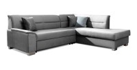 Canapé d’angle convertible TROMSO gris effet velours – Angle droit avec coffre 