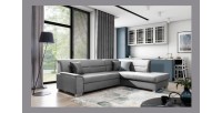 Canapé d’angle convertible TROMSO gris effet velours – Angle droit avec coffre 
