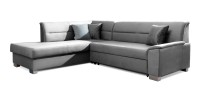 Canapé d’angle convertible TROMSO gris effet velours – Angle gauche avec coffre 