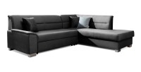 Canapé d’angle convertible TROMSO gris foncé effet velours – Angle droit avec coffre 