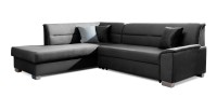 Canapé d’angle convertible TROMSO gris foncé effet velours – Angle gauche avec coffre 