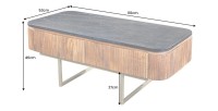 Table basse ORION 110cm dimensions