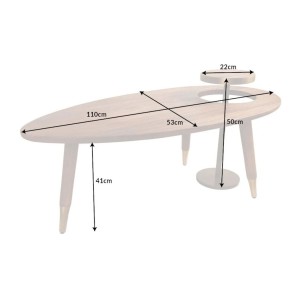 Table basse ORION 110cm avec table d'appoint dimensions