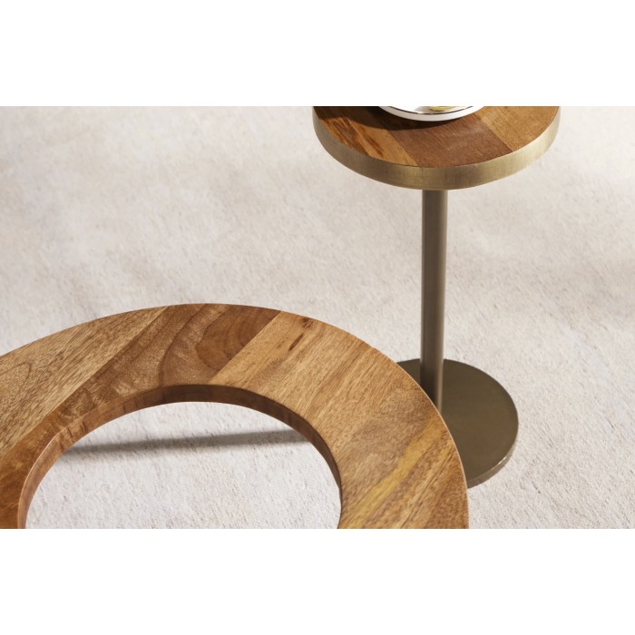 Zoom sur le plateau de la table basse ORION 110cm avec table d'appoint