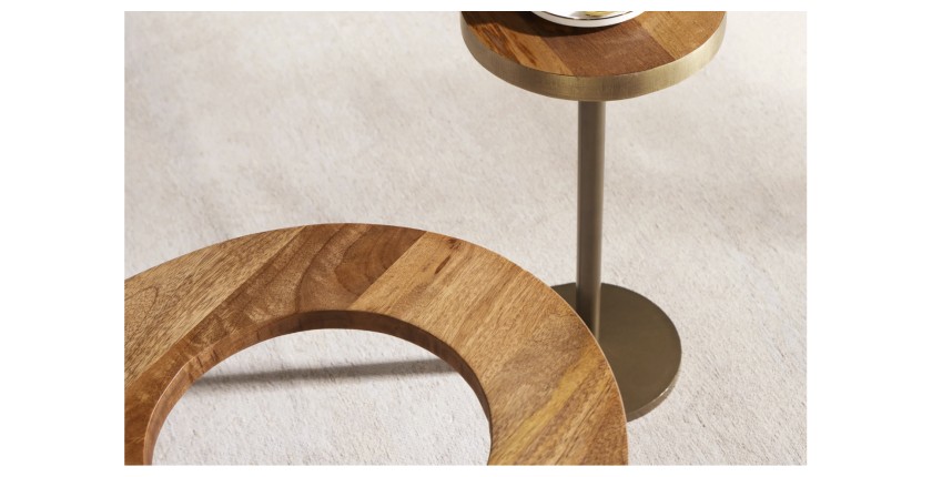 Zoom sur le plateau de la table basse ORION 110cm avec table d'appoint