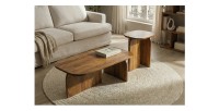Lot de 2 tables basses ORION en acacia massif mises en situation