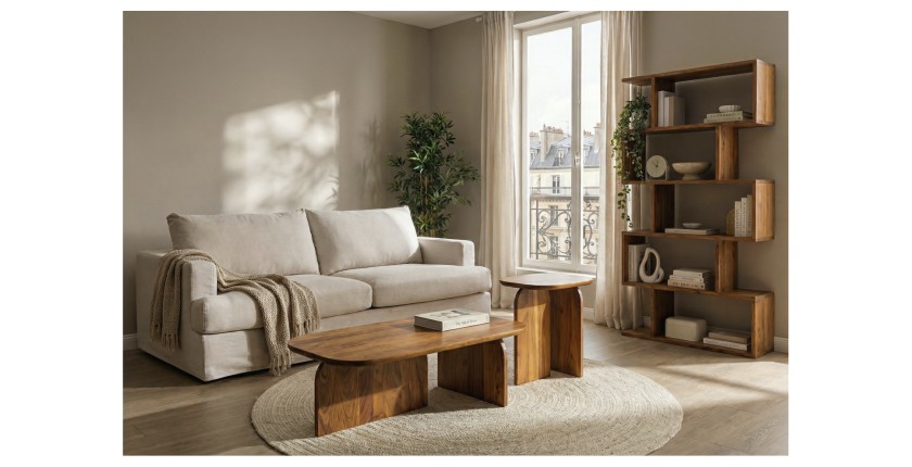 Lot de 2 tables basses ORION en acacia massif vues de face