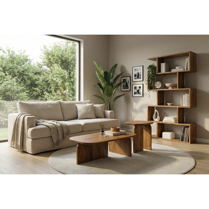 Mesas bajas ORION 145 cm en madera de acacia maciza color madera natural