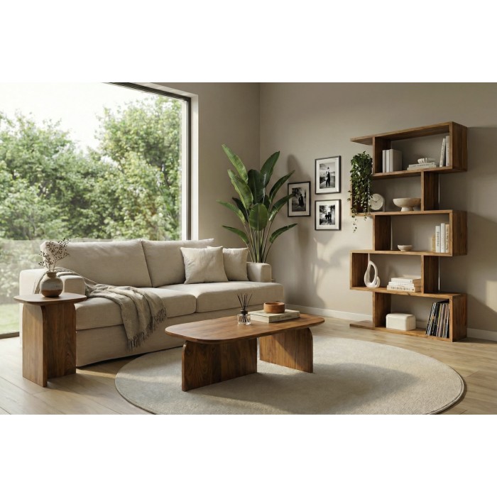 Mesas bajas ORION 145 cm en madera de acacia maciza color madera natural