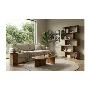 Lot de 2 tables basses ORION en acacia massif vues éloignées