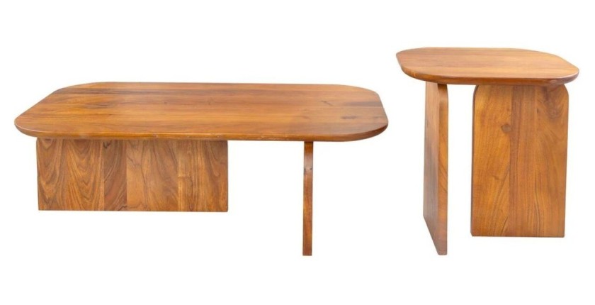 Lot de 2 tables basses ORION en acacia massif