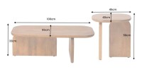 Lot de 2 tables basses ORION en acacia massif dimensions