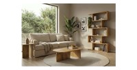 Lot de 2 tables basses en bois de manguier dans un décor 3D