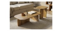 Lot de 2 tables basses en bois de manguier vues de haut