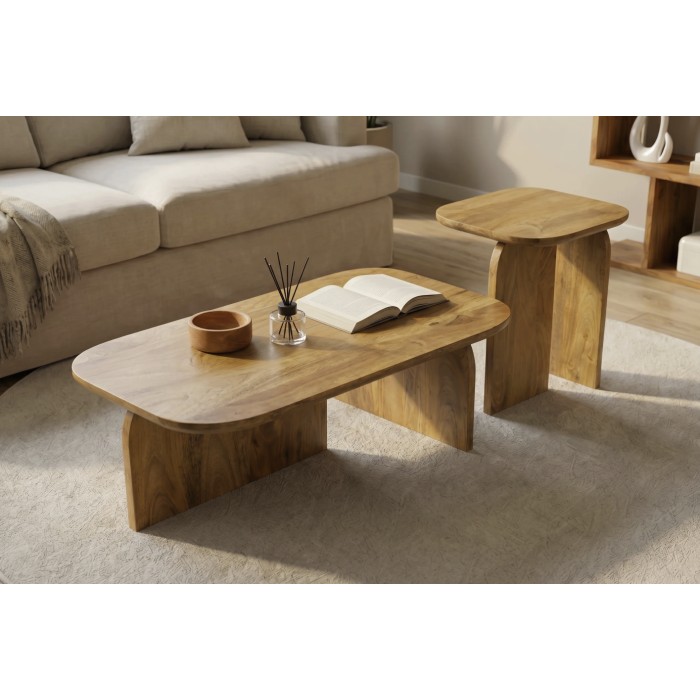 Set von 2 ORION Couchtischen aus massivem Mangoholz
